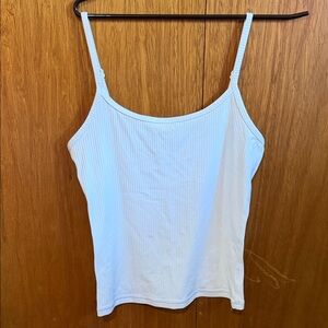Aritzia Golden Butter Ribbed Tank White Small | Fitted Minimal Layering Top